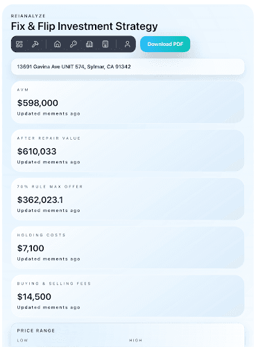 Lender-ready fix and flip underwriting report PDF.